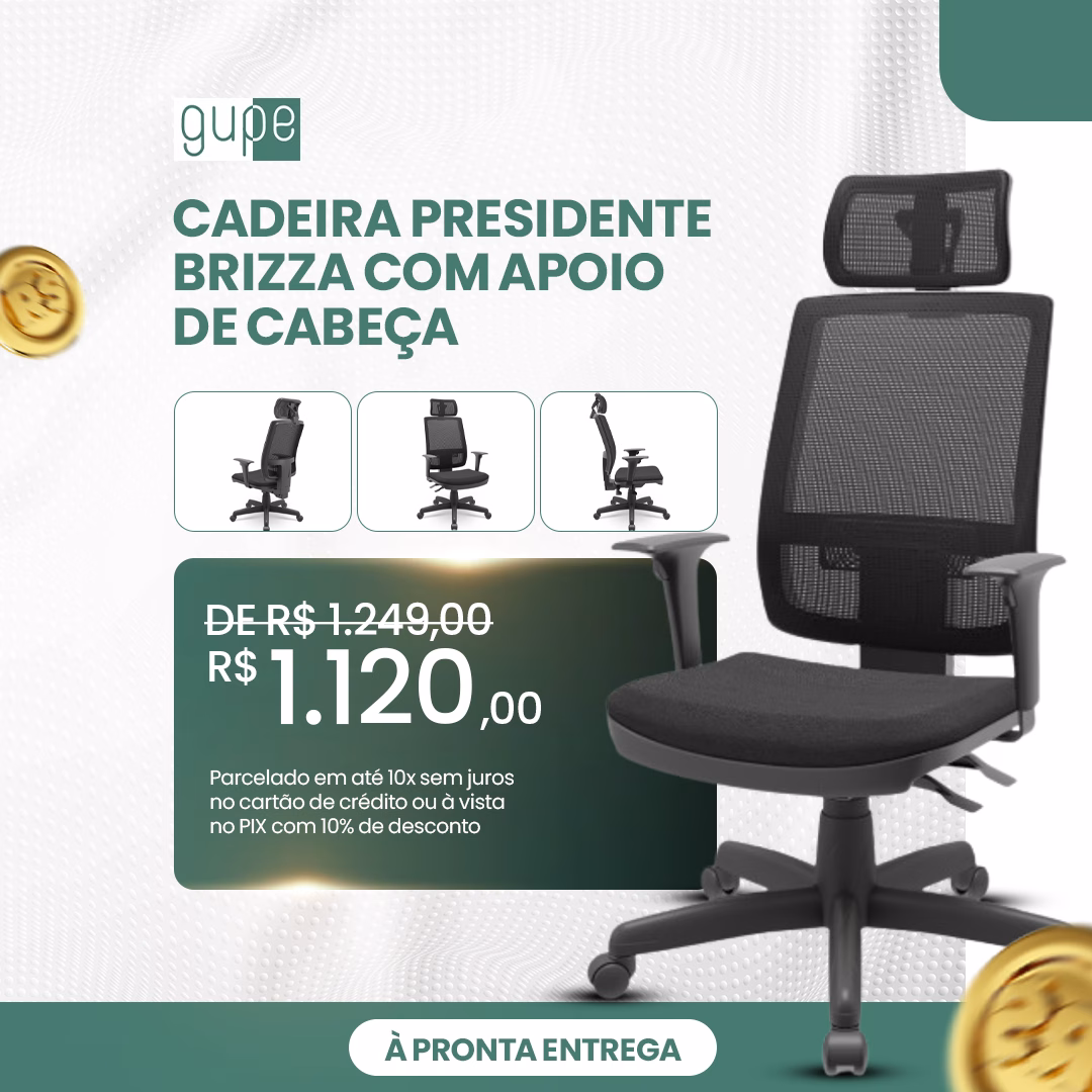 cadeira brizza tela back system com apoio