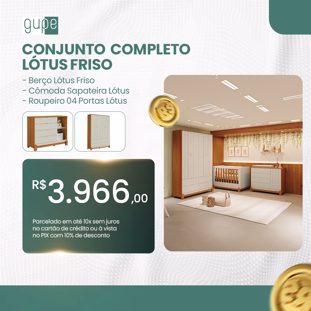 conjunto completo lotus friso cômoda sapateira